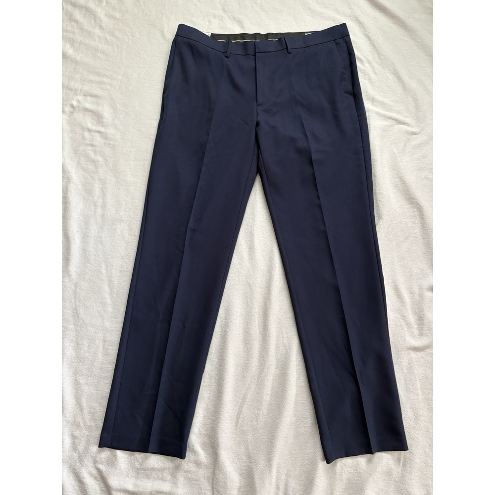 NEW Haggar Men's All Day Comfort Slim Straight Fit Pants Navy Men's Size 38 X 32 - Picture 2 of 12